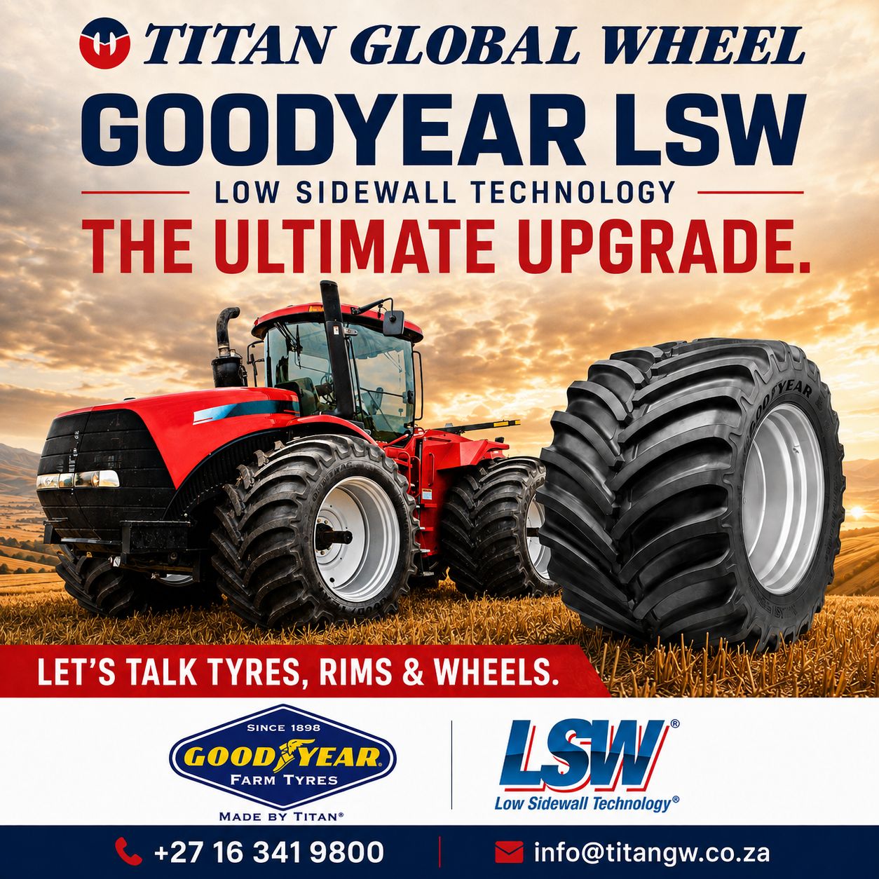 Goodyear LSW low sidewall technology on agricultural equipment